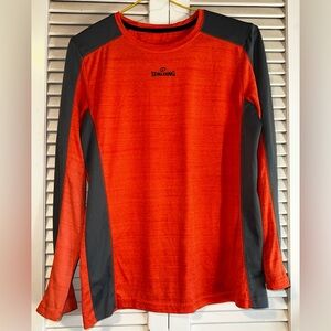Spalding Orange Gray Long Sleeve T-shirt Boys 10-12